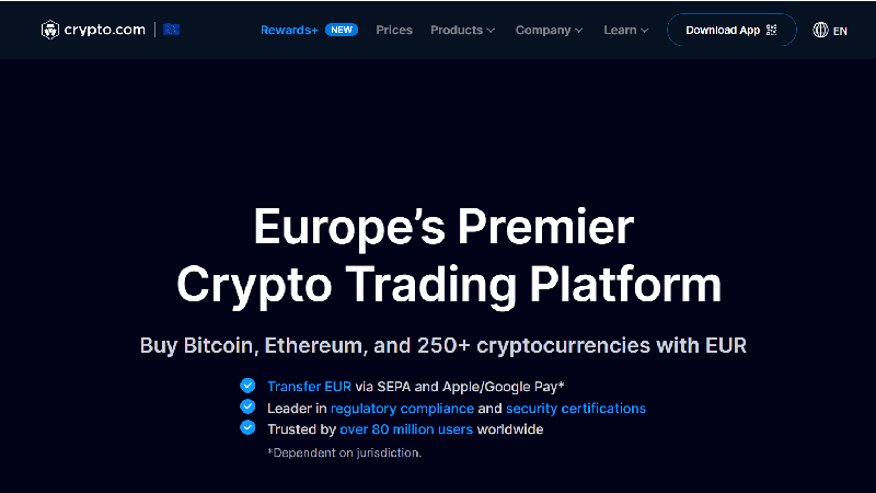 Crypto.com scambio di criptovalute a basso costo.

