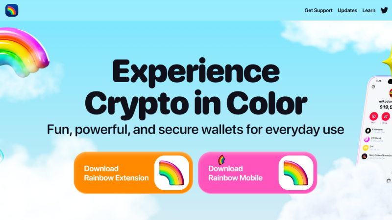 Rainbow portafoglio crittografico anonimo con no-KYC.
