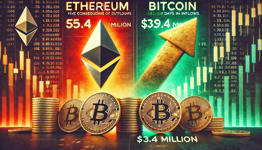 Gli ETF Bitcoin registrano afflussi per $39,4 milioni tra i deflussi degli ETF Ether