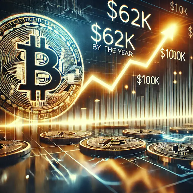 Grafico del Bitcoin che mostra l'impennata del prezzo a $62K